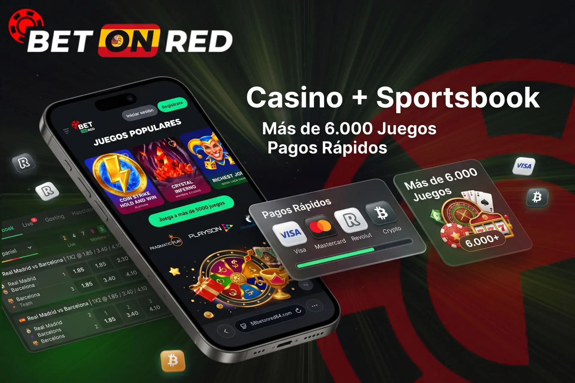 Plataforma de casino y apuestas con pagos rápidos y diseño intuitivo